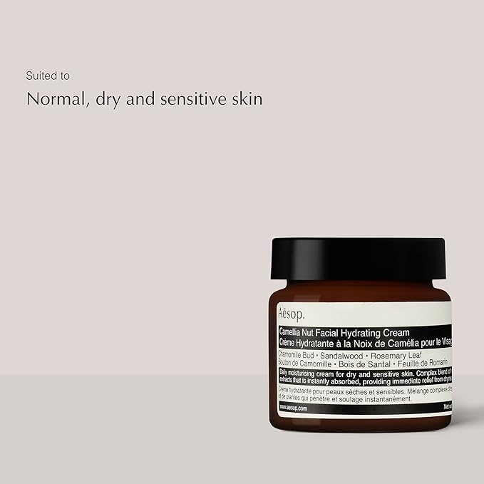 Aesop Camellia Nut Facial Hydrating Cream | Daily Moisturizer For Dry And Sensitive Skin | Provides Immediate Relief From Dryness | Blend Of Nut And Plant Extracts | 2.1 oz / 60mL