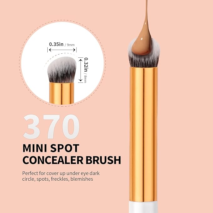 docolor Concealer Brush, 2PCS Angled Concealer Brushes Under Eye Mini Angled Flat Top Kabuki Nose Contour Brush for Concealing Blending Setting