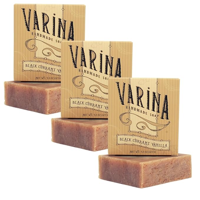 Natural Black Currant Vanilla Bar Soap - Gentle Cleansing for Sensitive Skin, Sweet and Vanilla - 3 Pack