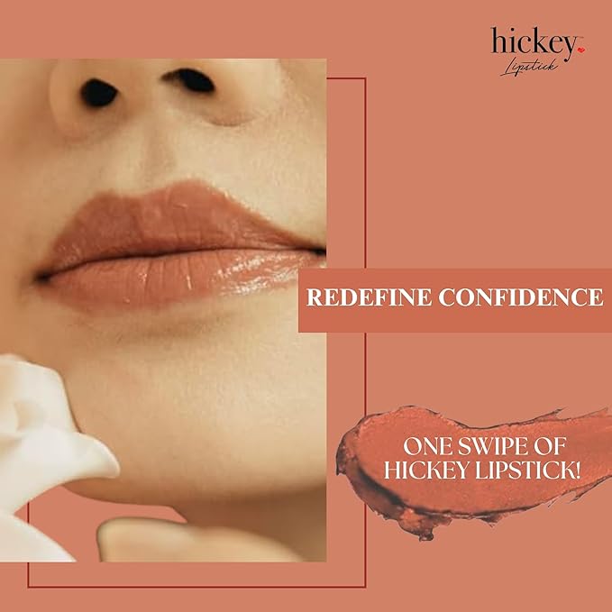 Hickey Lipstick Organic Haute Mess Terracotta Lipstick Shade Refillable, Long Lasting Lipstick for Women, Hydrating & Moisturizing Shade, Lip Color for Women, Gluten-Free & Vegan with Highly Pigmented