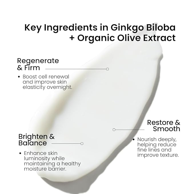 Night Cream for Face – PM Moisturizer with Ginkgo Biloba – Nourishing Nighttime Formula for Smooth, Hydrated Skin – 1.7 Fl Oz