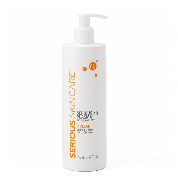 Serious Skincare Hydrating C Clean Facial Cleanser, Gentle Face Wash with Anti-Aging Vitamin C and E, Hydrolyzed Collagen, Botanical Extracts, 12 FL Oz