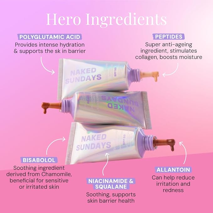 Naked Sundays BeautyScreen™ SPF 50 Mineral Peptide Foundation Tint 2-in-1 Skin Tint & Mineral Sunscreen- Radiant, Buildable Coverage, Acne-Safe (3.5 Light Medium Cool, 1.01 Fl Oz)