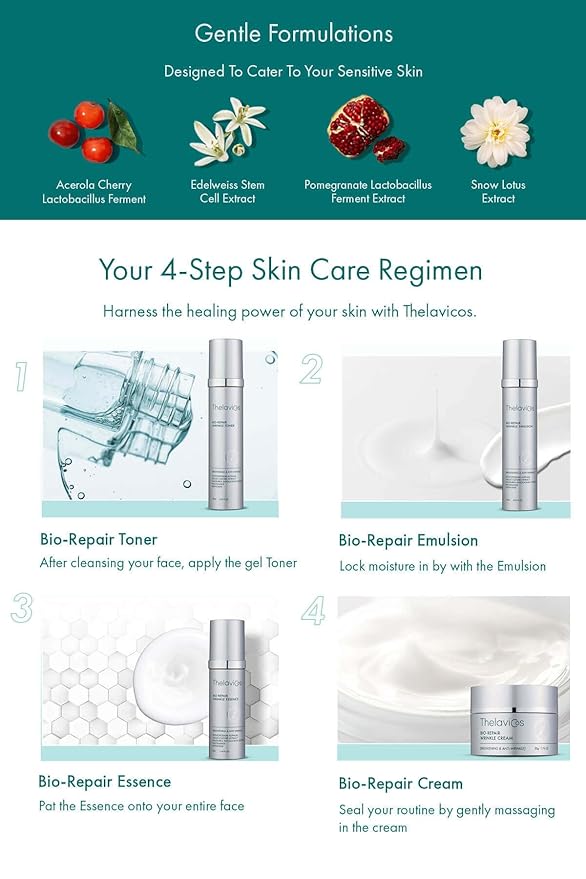 Bio Repair Wrinkle Skin Care Set (4 Pieces) – K-Beauty Renewing Nightly Treatment for Sensitive Skin | Includes Toner 120ml, Emulsion 120ml, Essence 50ml, Cream 50g