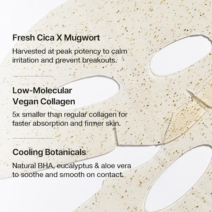 NDP Collagen Cica Cooling Hydro Mask – World’s First Freeze-Ready Hydrogel Face Mask with 55,000Da Vegan Collagen, Real Mugwort & Centella – Korean Mask for Sensitive Skin, 36g x 4ea