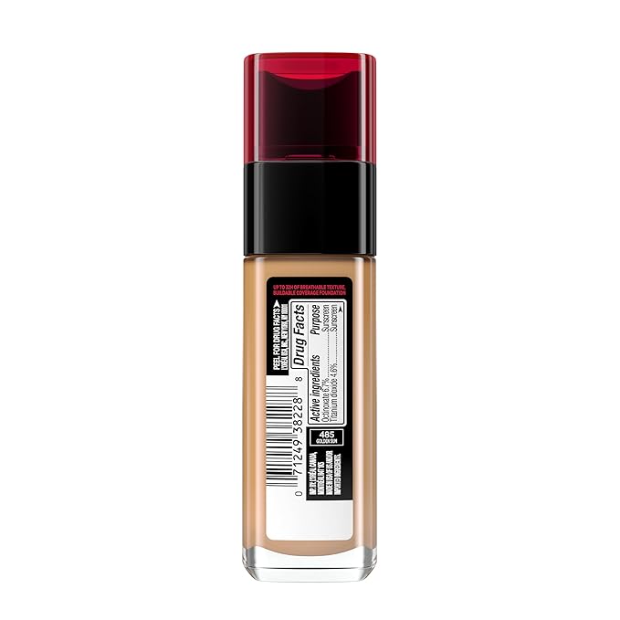 L'Oreal Paris Makeup Infallible Up to 32 Hour Fresh Wear Lightweight Foundation, 485 Golden Sun, 1 Fl Oz, Packaging May Vary