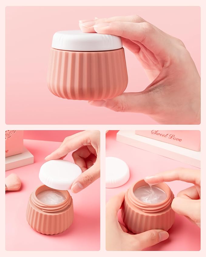 Travel Containers for Toiletries 4 Pack, TSA Approved Travel Size Toiletries, Travel Size Containers, With Clear Bag Leak Proof Silicone Jars, Travel Essentials Creams Jars Carrying Small Items