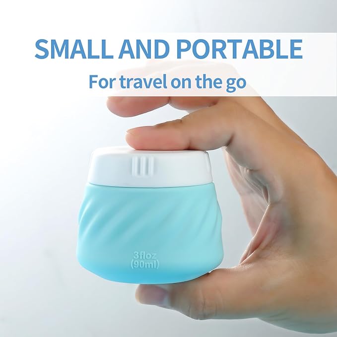 Gemice Silicone Cream Jars, TSA Approved Containers for Toiletries With Toiletry Bag, Wide Mouth Leak-proof Accessories With Lid for Cosmetic Cream (4 Pack)