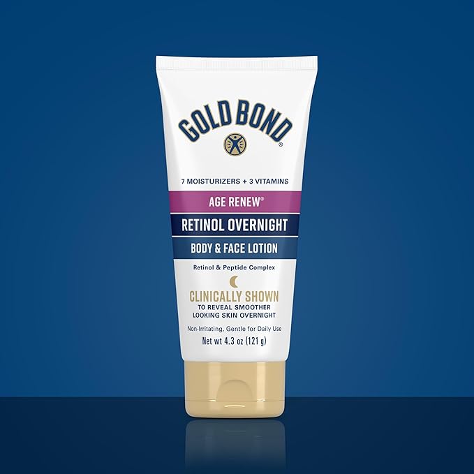 Gold Bond Age Renew Day & Night Duo Lotion Set for Body & Face, Gold Bond Crepe Corrector Lotion, Visibly Firms Skin & Gold Bond Retinol Overnight Lotion, Visibly Smooths Skin, 8.6 oz.