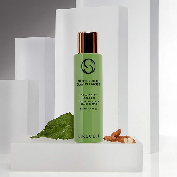 CIRCCELL Geothermal Clay Cleanser – Hydrating Facial Cleanser - Arctic Clay and Essential Oils Deep Clean & Detox Skin – Hydrating Clay Face Wash or Mask for All Skin Types