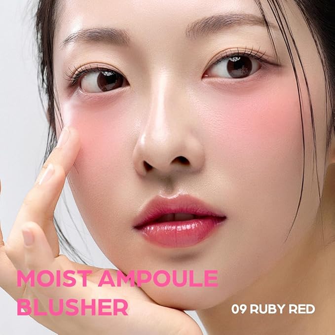 House of Hur Moist Ampoule Blusher with 50% Moisture Essence | Hydrating & Long-Lasting Blush | 0.68fl.oz (9 Shades) (Ruby Red)