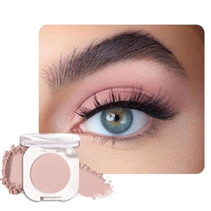 Nude Pink Matte Eyeshadow Palette for Women, Single Monochrome Eye Shadow Makeup, Shiny Pressed Powder, Blendable Natural sombras para ojos, Holographic,Vegan,Travel -19