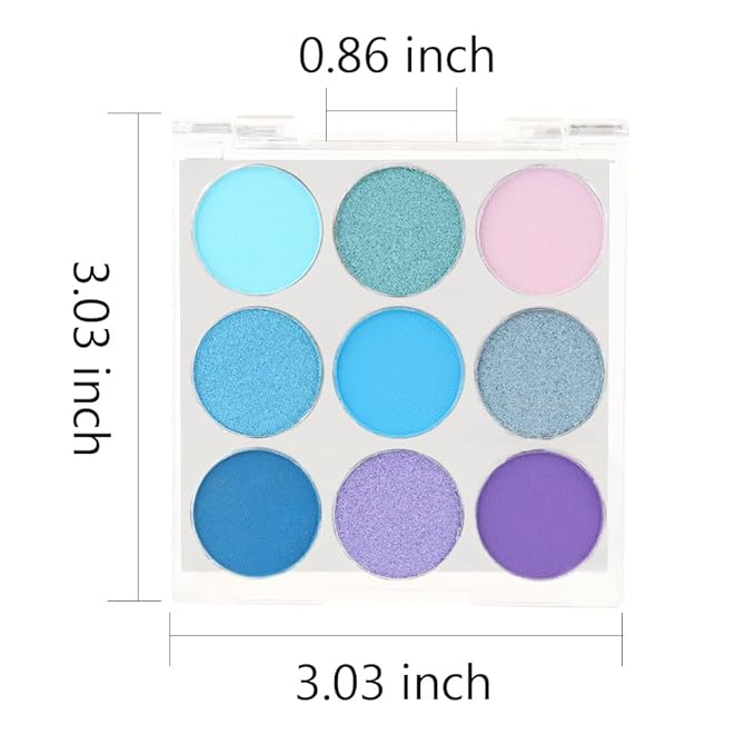 AMY'S DIARY Blue Purple Matte Eyeshadow Palette, 9 Colors - Long Lasting, Colorful Eye Shadow Platte for Women (03)