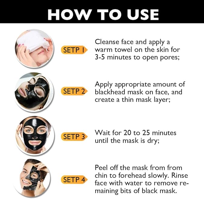 6Pcs Black Charcoal Face Mask Peel Off Men, Black Head Remover Facemask, Black Activated Charcoal Face Mask Skincare peel off, Blackhead Remover Strip Facial Mask for All Skin Types, 6g*6