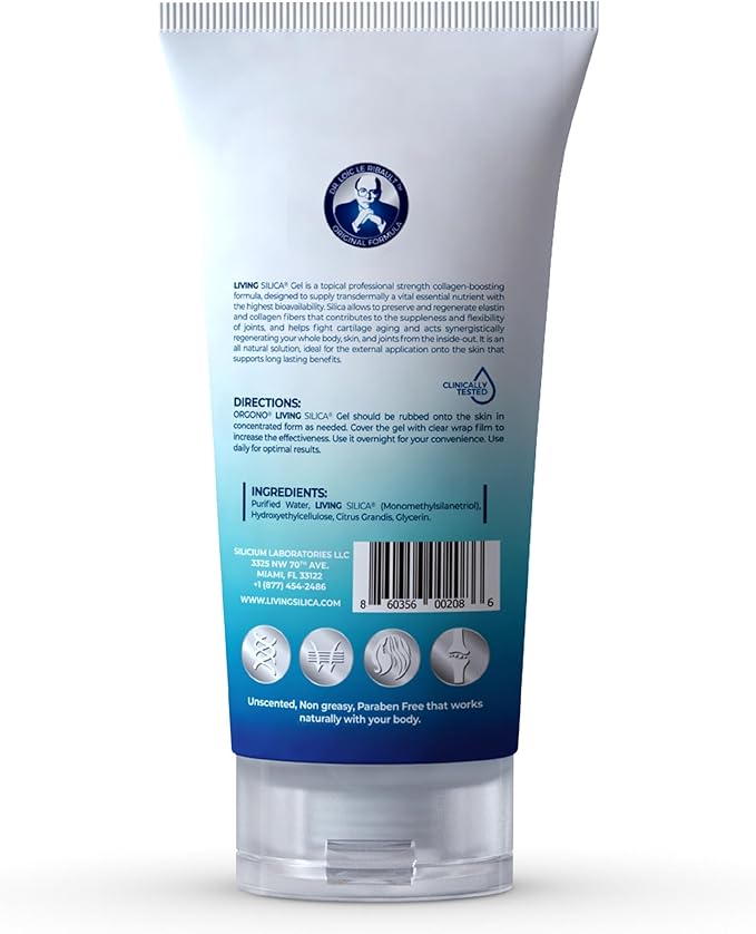 Orgono Living Silica Mineral-Based Collagen Booster Gel | Topical Use & Dermal Absorption | Clinically Proven | Supports Skin & Joint Health | Promotes Hydration & Collagen Regeneration | 150mL