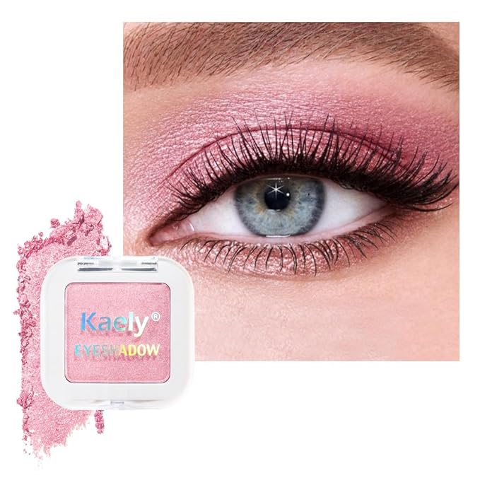 Kaely Pressed Single Eyeshadow Makeup, Pink Shimmer Highly Pigmented Monochrome Eye Shadow Palette, Waterproof Neutral Powder Mini Eyeshadow, sombras para ojos, Lightweight Blendable, 11