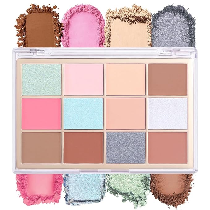Nude Silver Brown Eyeshadow Palette,Natural Neutral Soft Small Cream Light Colors Eyeshadow Palette,Eye Shadow Palette Long Lasting Naturing-Looking Make Up Pallets for Women,Vegan