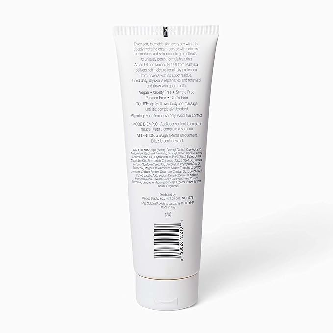 Tamanu and Argan Nourishing Body Cream - All Over Hydration and Protection - Rejuvenates Dry and Dehydrated Skin - Rare, Specially Sourced Ingredients - Clean Beauty - 8.45 oz
