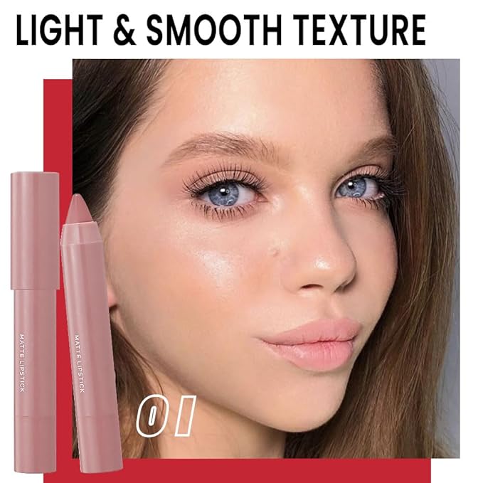 BINGBRUSH Crayon Pink Nude Matte Longwear Lipstick lip liner Pack Set,Moisture Smooth Color Stick Ultimate Lip Crayon for Makeup Collection - Waterproof Velvet Lipgloss (01#, 1 Count (Pack of 1))