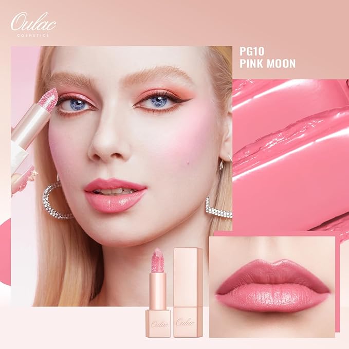 Oulac Moisture Lipstick Set 3PCS - Infinity High Shine Finish, Hydrating Vegan Lipstick Infused with Damask Rose Oil for All-Day Comfort, Gluten-Free, PG10+PG12+PG13