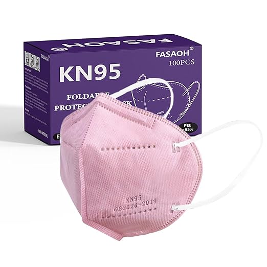 KN95 Face Masks 100 PCS, 5-Ply KN95 Pink Masks,Breathable Protection Masks, Individually Wrapped, Cup Dust Safety Mask