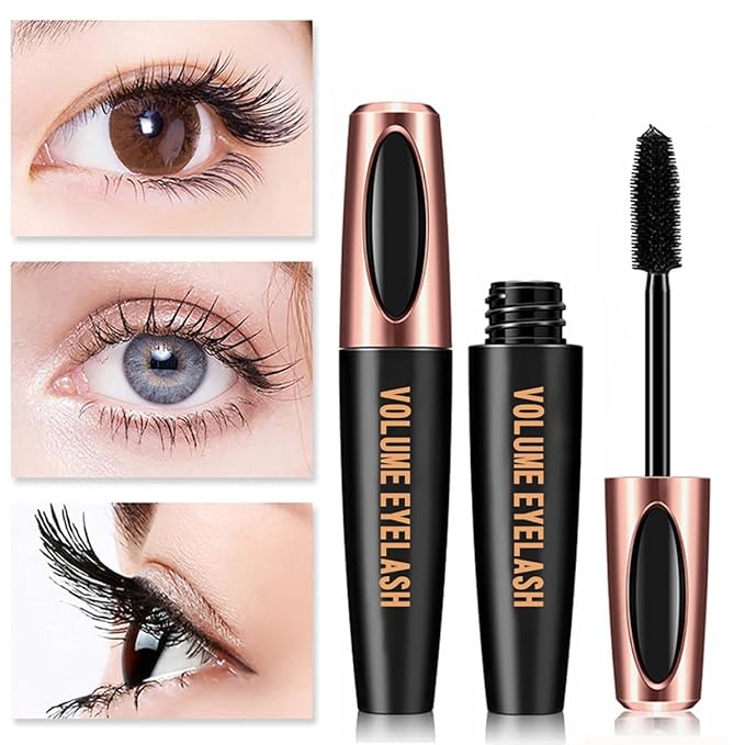4D Silk Fiber Lash Mascara Extension Voluminous Mascara Waterproof & Smudge-Proof Long-Lasting 24 Hours No Flaking Longer Thicker Eyelashes,All Day Exquisitely Full (4 Packs)