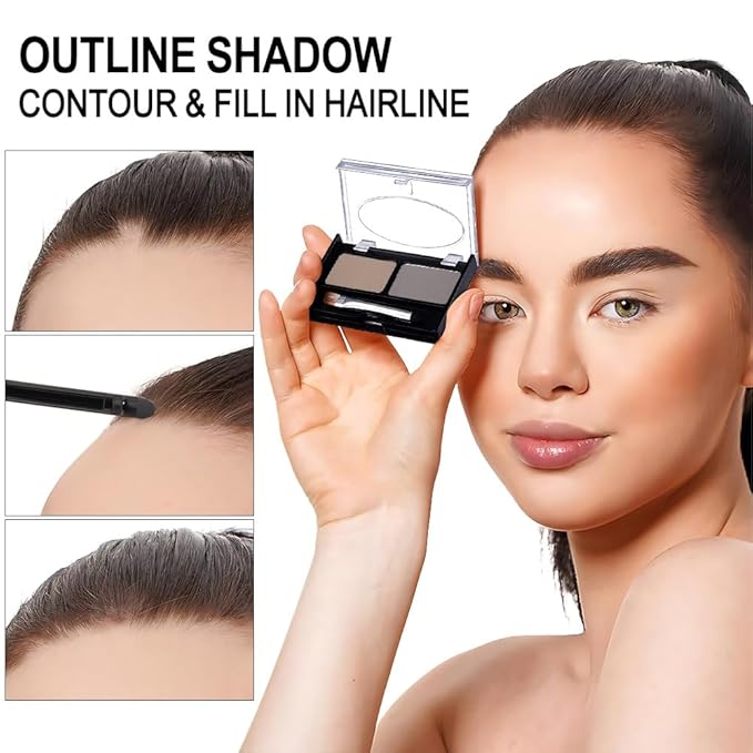 Kaely 2 Color Eyebrow Powder Makeup Kit, Eye Brow Contour Palette for Beginners, Long Lasting Waterproof Eye Brow Powder with Brow Brush, Get Full Defined Natural Brows, 01 Light Brown+Grey
