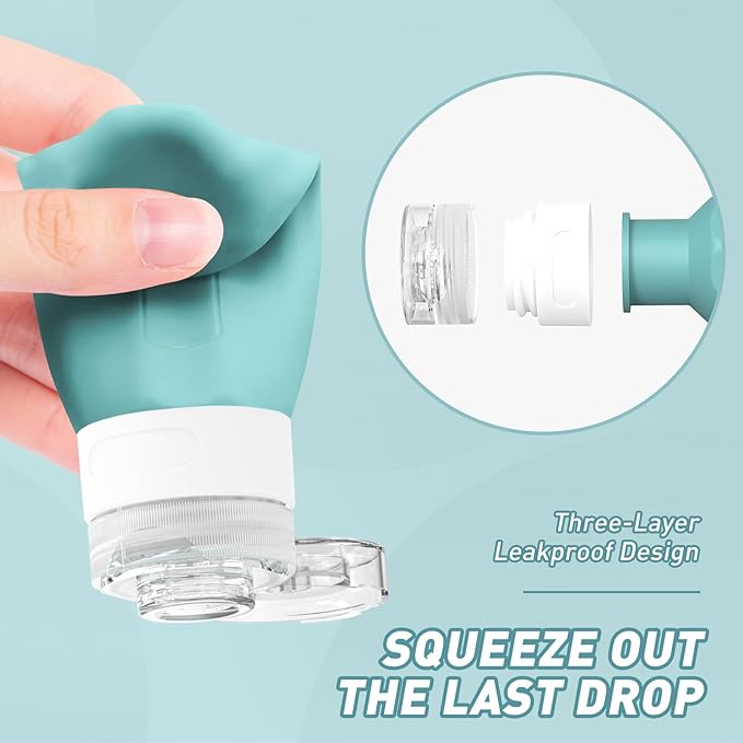 Redfly Travel Bottles for Toiletries, 3oz Tsa Approved Travel Size Containers, BPA Free Leak Proof Squeezable Containers for Toiletries, Silicone Refillable Essentials for Shampoo Conditioner Mix