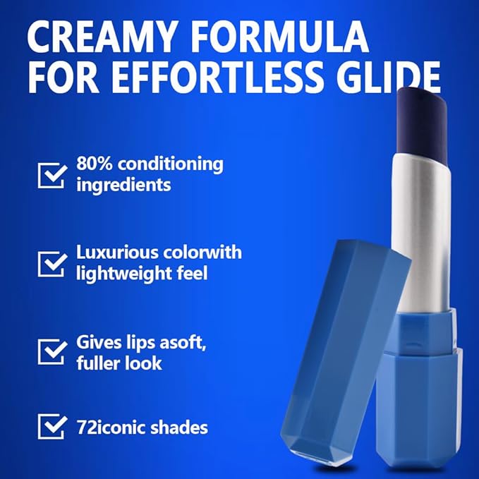 Steel Blue Matte Creamy Lipstick for Women, Longwear Lip Gloss Face Paint Stick, Lip Stick Stain Long Lasting Waterproof Easy Application Full Coverage Velvet Gloss for Party Halloween Makeup 14