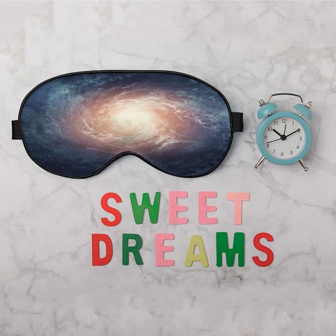 Space Galaxy Sleep Eye Cover Universe Beautiful Shining Star Silk Eye Mask for Sleeping with Adjustable Strap for Travel Nap Shift Work Office