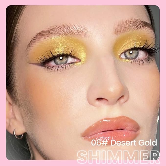 evpct 1Pcs Desert Gold Shimmer Cream Eye Shadow Brightener Sticks for Eyes Waterproof Pigmented, Double Ended Cream Eyeshadow Stick Pencil Pen with Applicator, Eye Shadow Palette Highlighter Makeup 06