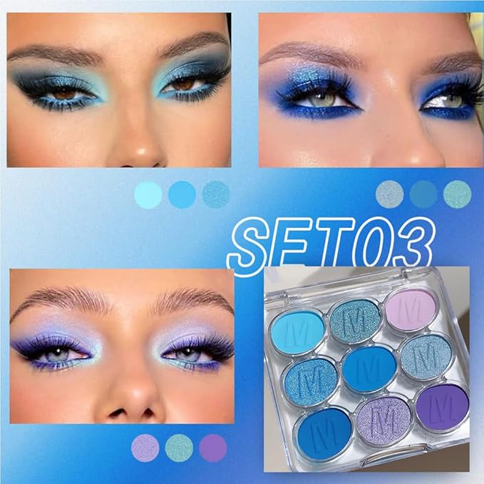 Eyeshadow Palette Blue Purple Matte eye shadow makeup for woman,9 colors Blue Purple Matte Eyeshadow Long Lasting Colorful Eye Shadow Plattet