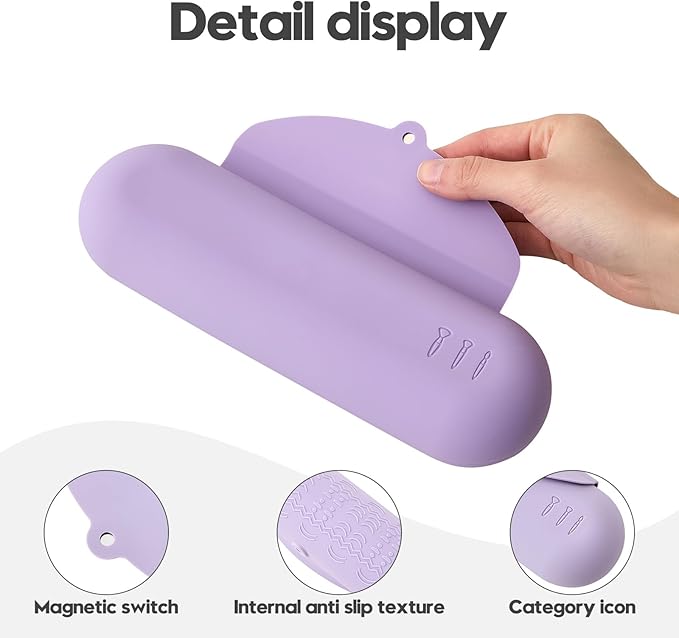 Silicone Makeup Brush Holder，Travel Makeup bag-Soft Portable Cosmetic Face Brushes Holder，Large Travel Makeup Brush Case with Anti-Fall Out Magnetic Closure