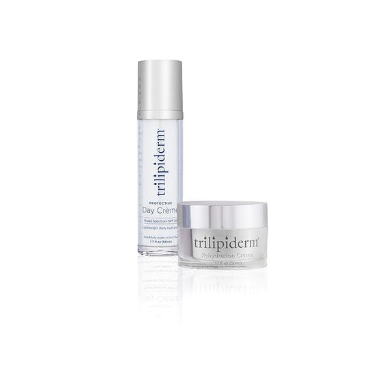 Trilipiderm Sightseer Bundle – Protective Day Cream Broad Spectrum SPF 30 and Rehydration Night Crème Set – Travel Size