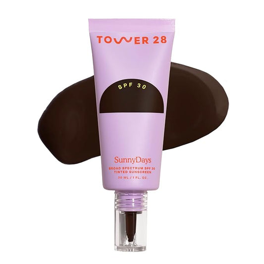 Tower 28 Beauty SunnyDays SPF 30 Tinted Mineral Sunscreen - For Sensitive Skin - 2-in-1 Facial Broad Spectrum UVA/UVB Protection + Foundation - Shade 70 VENICE, 1 Fl Oz
