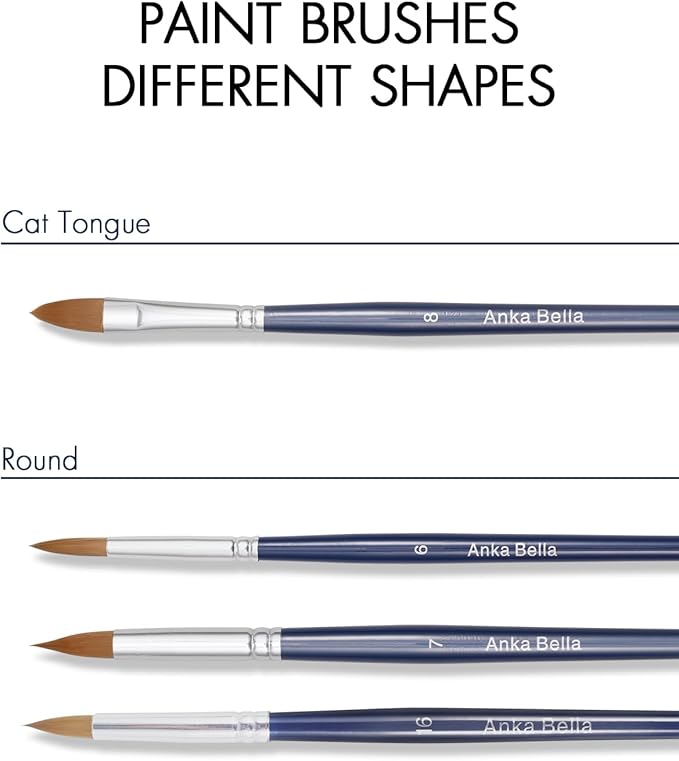 Anka Bella Professional Paint Brushes,4pcs Artist Face Paint Brushes for Drawing Petal