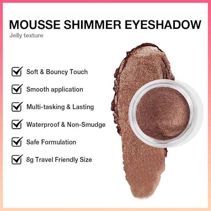 Dark Brown Mousse Shimmer Monochrome Eyeshadow, Neutral Matte Cream Monochrome Eye Shadow Pallette, Long-Lasting Waterproof Blendable sombras para ojos, Mini Eyeshadow(07#, Pack of 1)