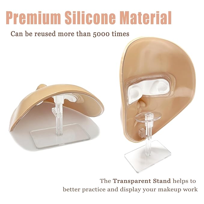 Makeup Practice Face Board, Silicone Makeup Mannequin Head for Facial Practice, Doll Head Makeup Kit for Girls, 5D Face Makeup Set, Doll Repainting Practice Makeup