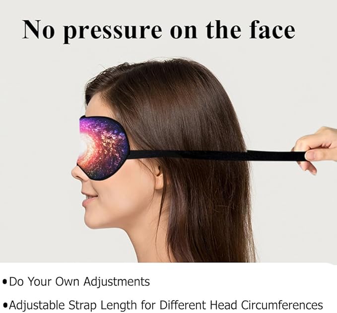 Starry Sky Silk Sleep Mask Mysterious Interstellar Universe Shining Soft Eye Shade Cover for Men Women Boy Girl Airplane Travel with Elastic Strap