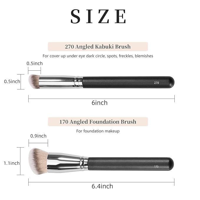Foundation Brush for Liquid Makeup, Dense Synthetic Angled Kabuki Blending Makeup Brush, for Flawless Liquid, Cream Foundation, Setting Powder, Concealer and Contour (170)