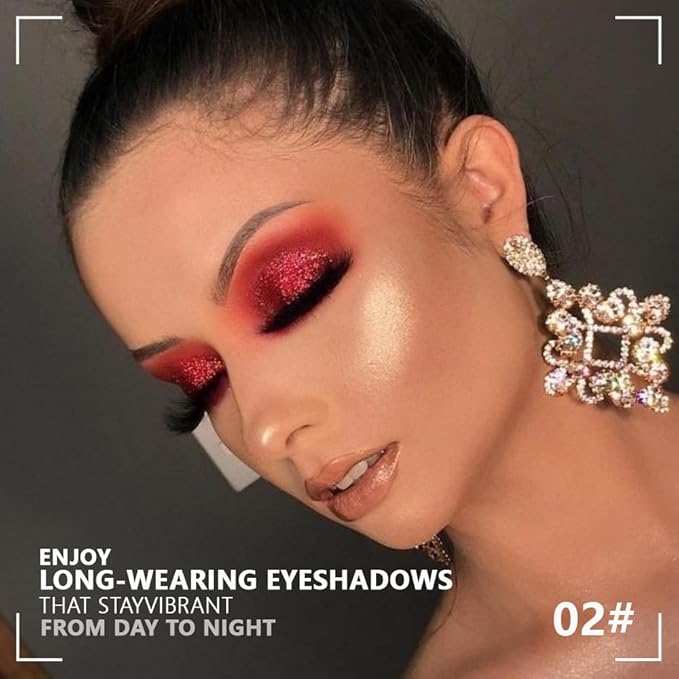 Monochrome Cream Glittle Eyeshadow Palette Makeup, High Pigment Natural Sombras Crema Para Ojos, Wine Red Shimmer Single Shimmer Eye Shadow for Older Women, Talc, Paraben & Cruelty Free