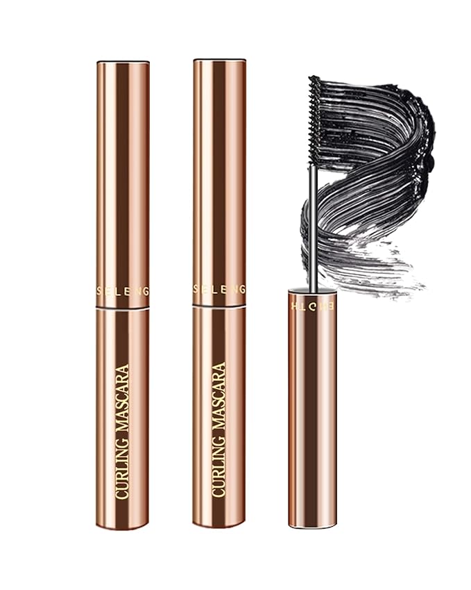 Slim Brush Mascara for Mature Older Women 60 Plus Set,2 Pcs Black Volume and Length Waterproof No Smudge Eyelashes, Lengthening Tube Hypoallergenic Straight Thinning Mascara, for Sensitive Eyes Makeup