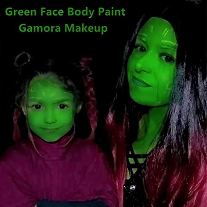 Go Ho 6 Colors Green Face Body Paint,Cream Washable Formula Face Painting for Adults Children Halloween Cosplay,Body Paint FX Makeup Palette,Professional Costumes Face Paint Green Makeup