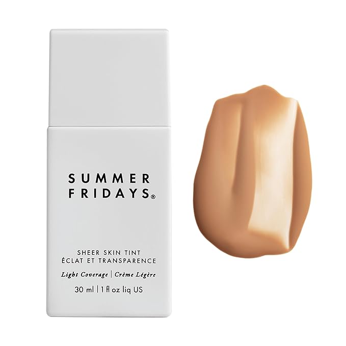 Summer Fridays Sheer Skin Tint - Skin Tint with Hyaluronic Acid - Helps Diminish Uneven Skin Tone - Sheer to Light Coverage - Shade 5 - Medium with Warm Neutral Undertones (1 Fl Oz)