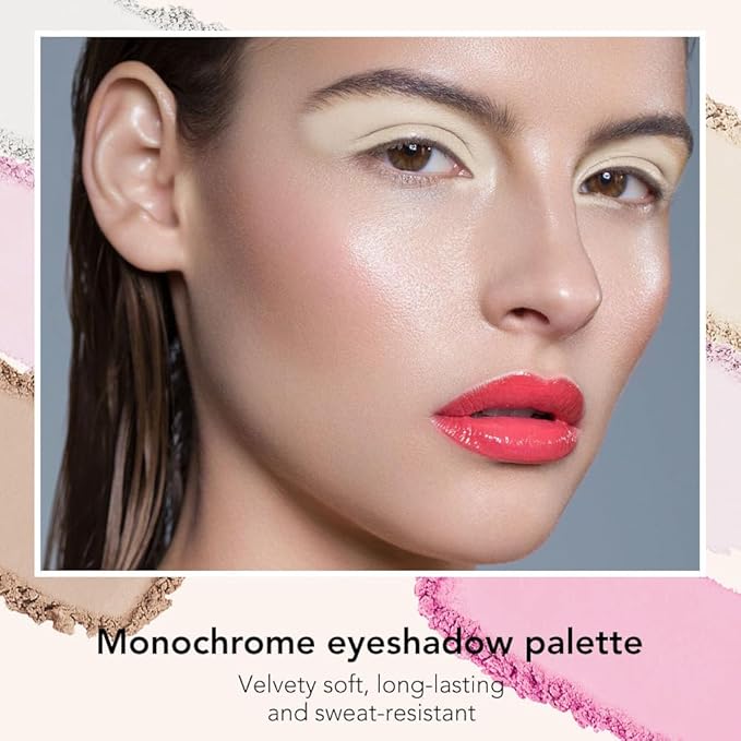 Monochrome Matte Eyeshadow Makeup Palette,Highly Pigmented Off-White Eyeshadow Palette,Matte Pressed Powder Eye shadow Makeup,Single Vegan Eye Shadow,Daily Evening Women Girls Eyeshadow Gift 06