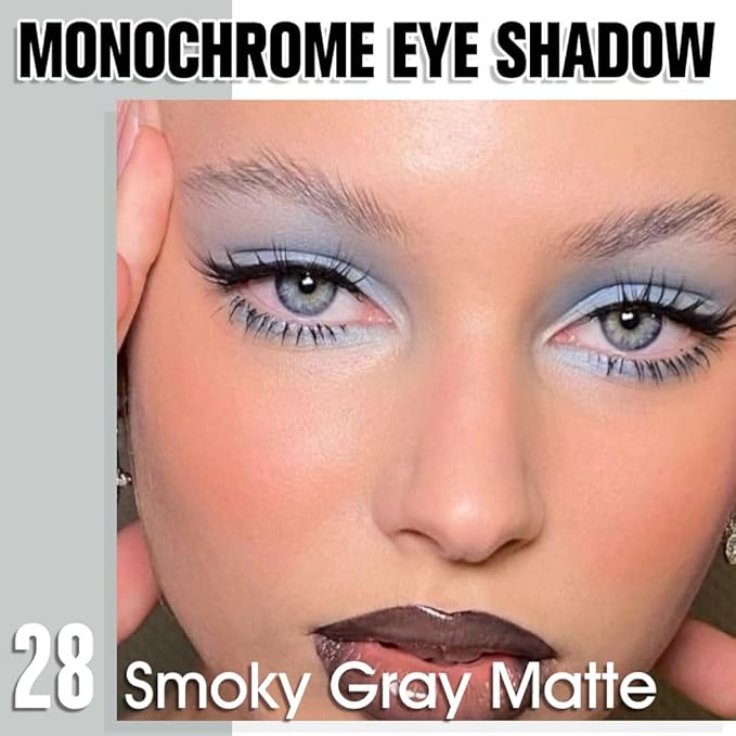 Single Matte Eye Shadow Palette Makeup, Smoky Gray Matte Eyeshadow for Women, Monochrome Eye Shadow Makeup, Pigmented Waterproof Sombras Para Ojos, Vegan, Talc, Paraben & Cruelty Free, 28