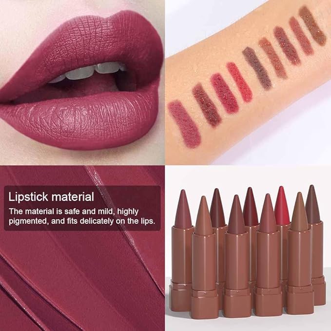 BINGBRUSH 2-in-1 Gradient Matte Lipstick & Lip Liner Set,3Pcs Long Lasting Waterproof Lip Crayon for Women, Flawless Contour, Lightweight Ombre Lip Color Pencil(03#&05#&08#)