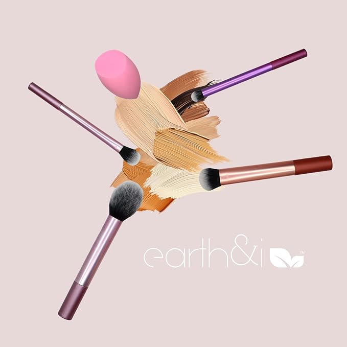 Earth & I 5 Makeup Brush Set for Eyeshadow, Makeup Sponges, Cosmetic Brushes, Beauty Sponge, Eyeshadow Brushes, Foundation Applicators, Make Up Applicators