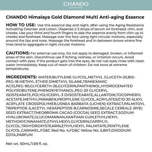 Gold Diamond Multi Anti-aging Serum (50ml/1.69oz) - Moisturizing Facial Essence Serum for Visible Correction of Anti Aging Signs & Wrinkle with Tri-Peptide, Hyaluronic Acid, Panthenol