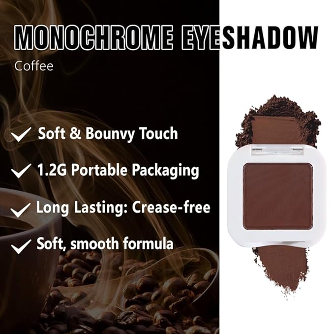 Kaely Pressed Single Eyeshadow Makeup, Coffee Matte Highly Pigmented Monochrome Eye Shadow Palette, Waterproof Neutral Powder Mini Eyeshadow, sombras para ojos, Lightweight Blendable, 09